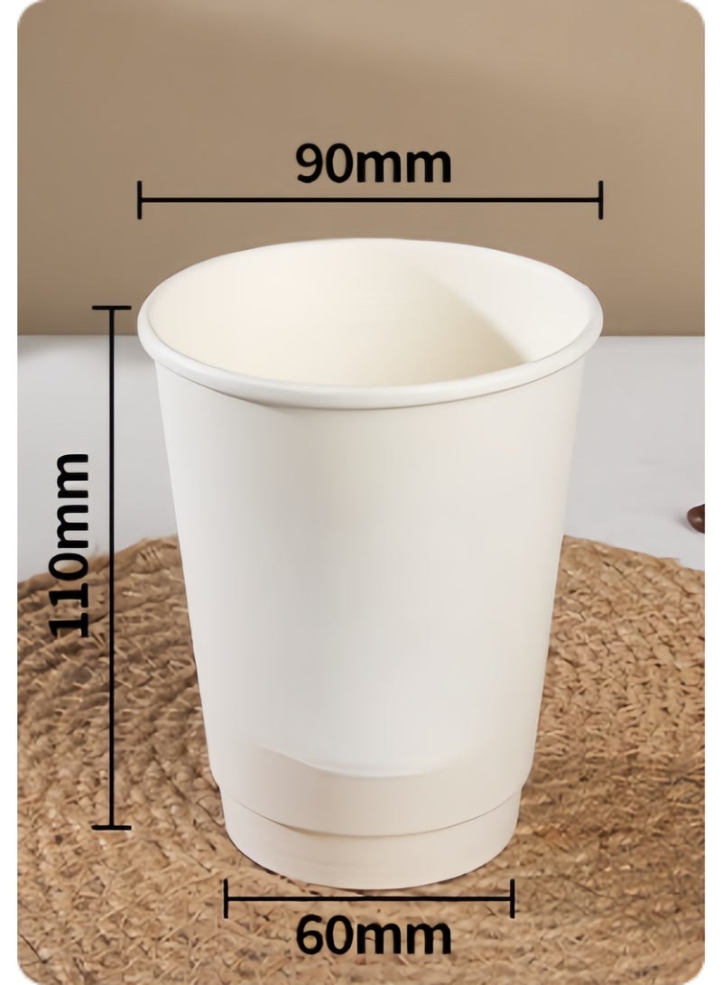 [50 Cups] 13 oz White Paper Cup - With Lid - Disposable Hot Beverage, Latte, Cappuccino, Coffee, Milk, Juice Cup. - Image 1